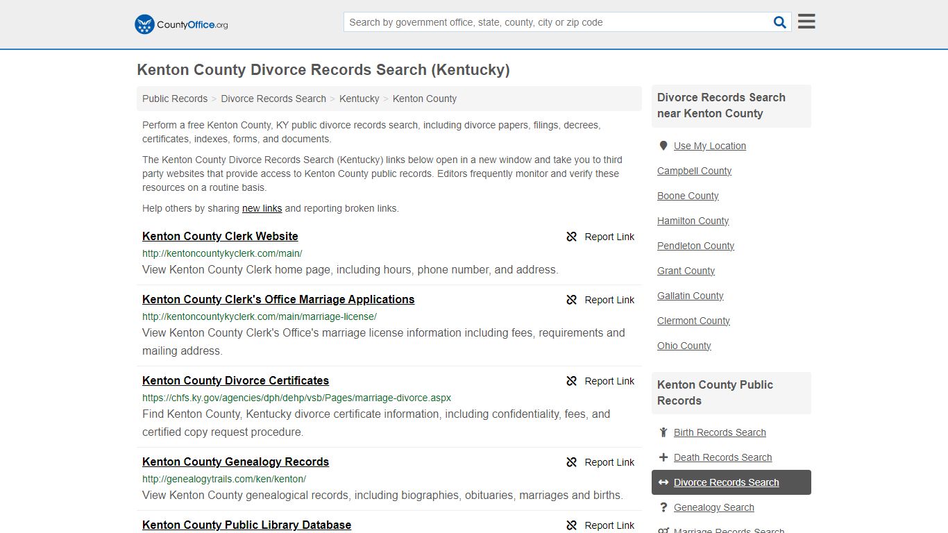 Kenton County Divorce Records Search (Kentucky) - County Office